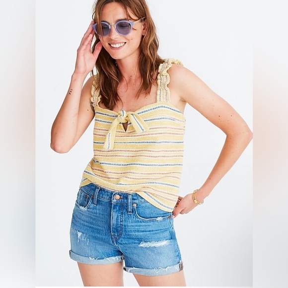 Madewell Texture & Thread Tie-Front Tank Top in Smithfield Stripe - Picture 2 of 8